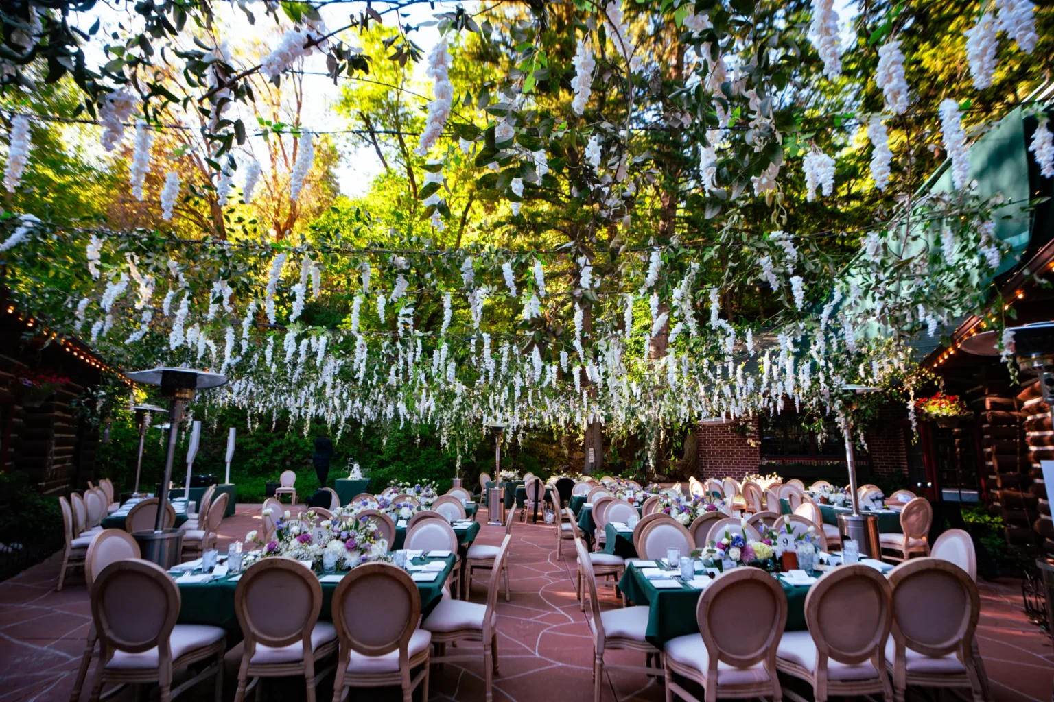 wedding receptions at the waterfall garden patio - log haven